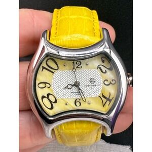 Pastorelli Wrist Watch Yellow Leather Band Singed 7.5" NEEDS BATTERY
